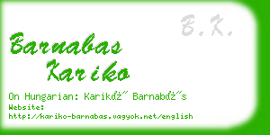 barnabas kariko business card